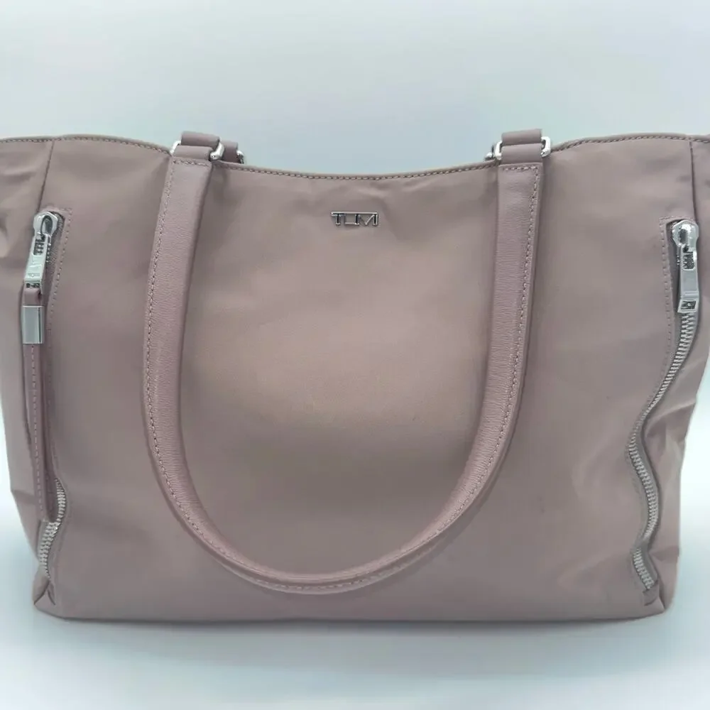TUMI Voyageur Valetta Large Tote Bag Light Mauve Pink Nylon Laptop Travel